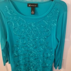 Teal INC embroidered top XL
